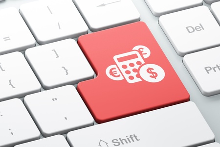 News concept  Enter button with Calculator on computer keyboard background, 3d renderの写真素材
