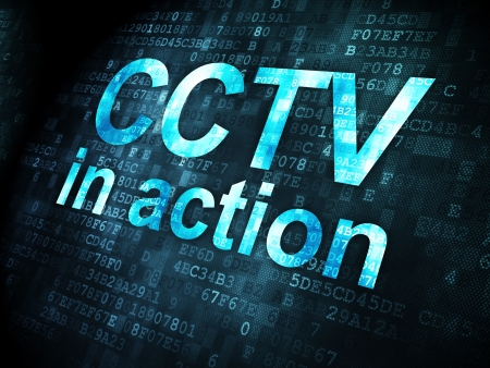 Protection concept: pixelated words CCTV In action on digital background, 3d renderの写真素材