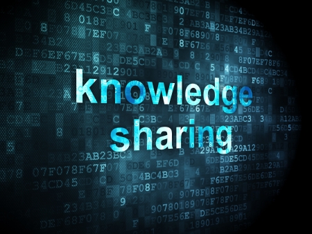 Education concept: pixelated words Knowledge Sharing on digital background, 3d renderの写真素材