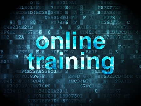 Education concept: pixelated words Online Training on digital background, 3d renderの写真素材