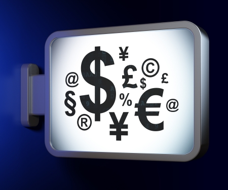 Finance concept: Finance Symbol on advertising billboard background, 3d renderの写真素材