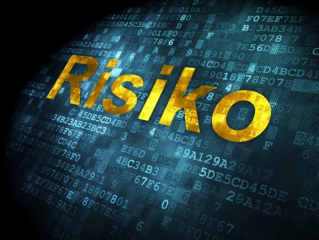 Business concept: pixelated words Risiko(german) on digital background, 3d renderの写真素材