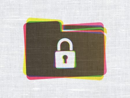 Finance concept: CMYK Folder With Lock on linen fabric texture background, 3d renderの写真素材