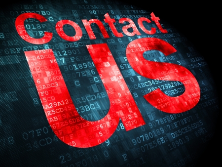 Advertising concept: pixelated words Contact Us on digital background, 3d renderの写真素材