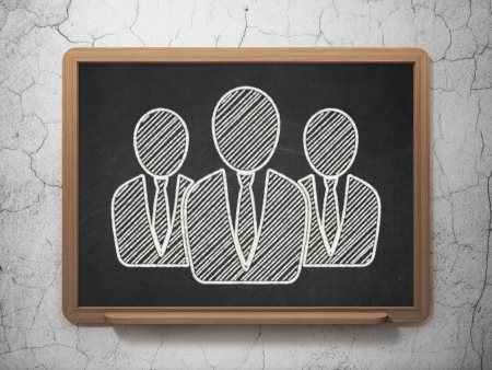 Law concept: Business People icon on Black chalkboard on grunge wall background, 3d renderの写真素材