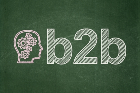 Finance concept: Head With Gears icon and text B2b on Green chalkboard background, 3d renderの写真素材