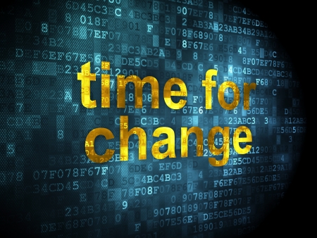 Time concept: pixelated words Time for Change on digital background, 3d renderの写真素材
