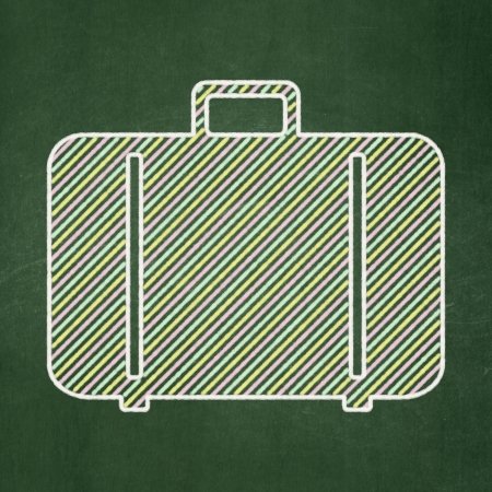 Travel concept: Bag icon on Green chalkboard background, 3d renderの写真素材