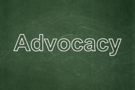 Law concept: text Advocacy on Green chalkboard background, 3d renderの写真素材