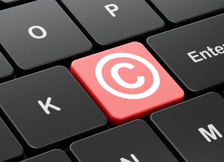 Law concept: computer keyboard with Copyright icon on enter button background, 3d renderの写真素材