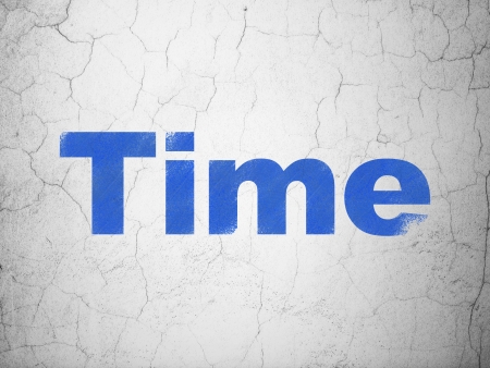 Time concept: Blue Time on textured concrete wall background, 3d renderの写真素材