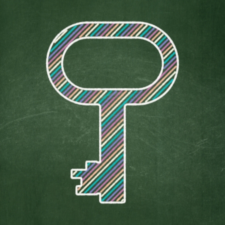 Security concept: Key icon on Green chalkboard background, 3d renderの写真素材