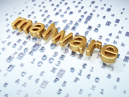 Privacy concept: Golden Malware on digital , 3d renderの写真素材