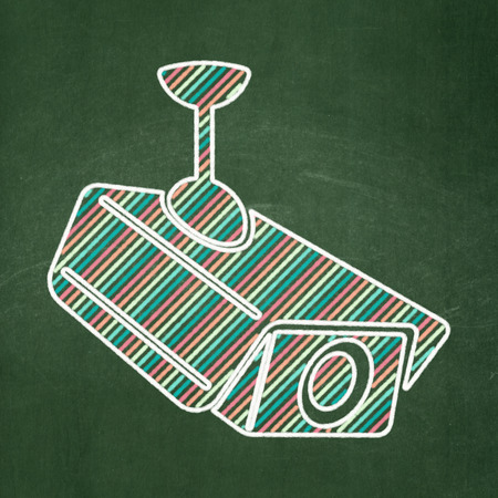 Security concept: Cctv Camera icon on Green chalkboard , 3d render