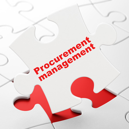 Finance concept: Procurement Management on White puzzle pieces background, 3d renderの写真素材
