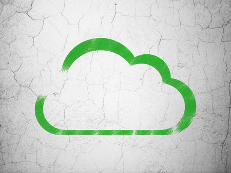 Cloud networking concept: Green Cloud on textured concrete wall background, 3d renderの写真素材