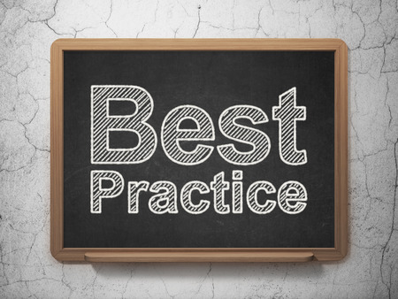 Education concept: text Best Practice on Black chalkboard on grunge wall background, 3d renderの写真素材