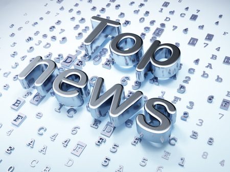 News concept: Silver Top News on digital background, 3d renderの写真素材