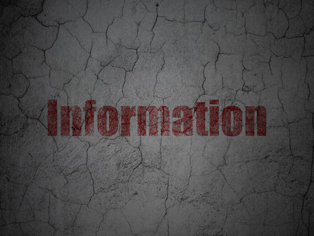 Data concept: Red Information on grunge textured concrete wall background, 3d renderの写真素材