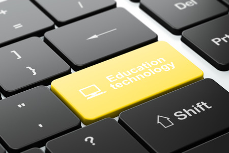 Computer keyboard with Computer Pc icon and word Education Technologyの写真素材