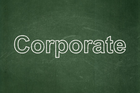 Business concept: text Corporate on Green chalkboard background, 3d renderの写真素材