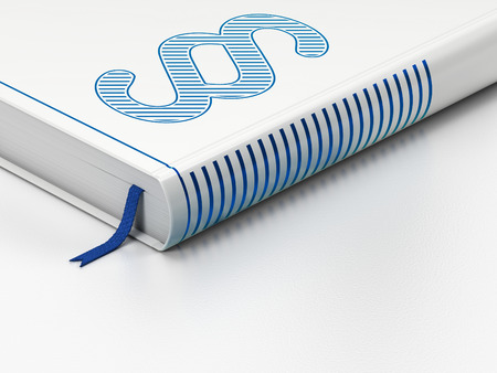 Law concept: closed book with Blue Paragraph icon on floor, white backgroundの写真素材