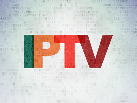 Web development concept: Painted multicolor text IPTV on Digital Paper background, 3d renderの写真素材