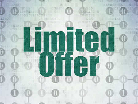 Business concept: Painted green text Limited Offer on Digital Paper background with  Scheme Of Binary Code, 3d renderの写真素材