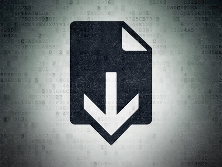 Web design concept: Painted black Download icon on Digital Paper background, 3d renderの写真素材