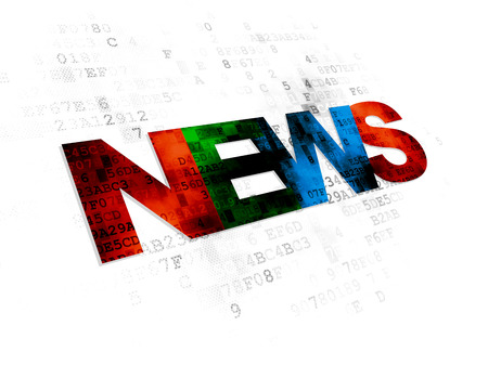 News concept: Pixelated multicolor text News on Digital backgroundの写真素材