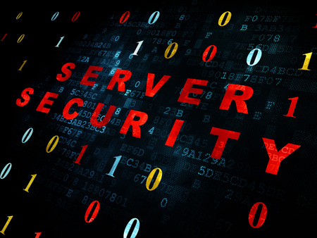 Protection concept: Pixelated red text Server Security on Digital wall background with Binary Codeの写真素材