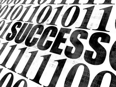 Business concept: Pixelated black text Success on Digital wall background with Binary Codeの写真素材