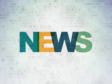 News concept: Painted multicolor text News on Digital Paper backgroundの写真素材