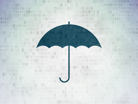 Security concept: Painted blue Umbrella icon on Digital Paper backgroundの写真素材