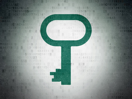 Privacy concept: Painted green Key icon on Digital Paper backgroundの写真素材