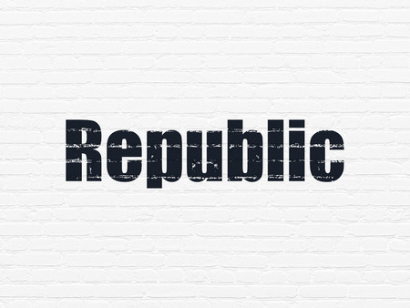 Political concept: Painted black text Republic on White Brick wall backgroundの写真素材