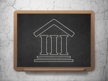 Law concept: Courthouse icon on Black chalkboard on grunge wall backgroundの写真素材