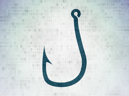 Security concept: Painted blue Fishing Hook icon on Digital Paper backgroundの写真素材