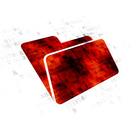Business concept: Pixelated red Folder icon on Digital backgroundの写真素材