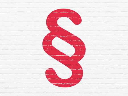 Law concept: Painted red Paragraph icon on White Brick wall backgroundの写真素材