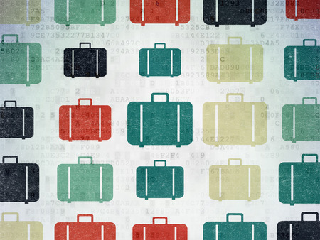 Vacation concept: Painted multicolor Bag icons on Digital Paper backgroundの写真素材