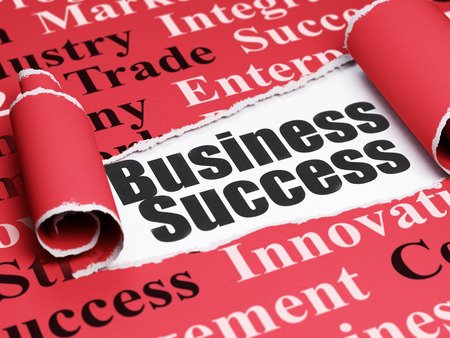 Finance concept: black text Business Success under the curled piece of Red torn paper with  Tag Cloudの写真素材