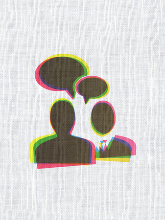 Business concept: CMYK Business Meeting on linen fabric texture backgroundの写真素材