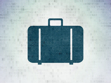 Travel concept: Painted blue Bag icon on Digital Paper backgroundの写真素材