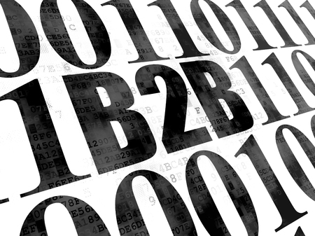 Finance concept: Pixelated black text B2b on Digital wall background with Binary Codeの写真素材