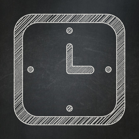 Time concept: Watch icon on Black chalkboard backgroundの写真素材