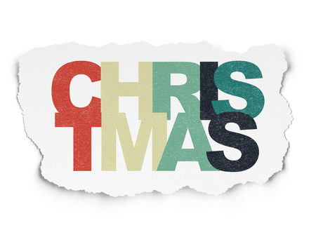 Entertainment, concept: Painted multicolor text Christmas on Torn Paper backgroundの写真素材