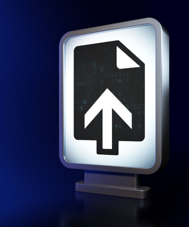 Web development concept: Upload on advertising billboard background, 3d renderの写真素材