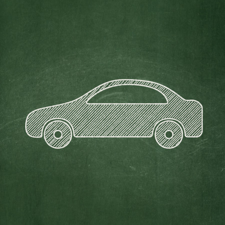 Travel concept: Car icon on Green chalkboard backgroundの写真素材