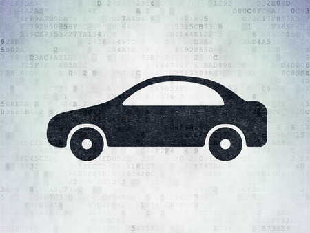 Vacation concept: Painted black Car icon on Digital Paper backgroundの写真素材